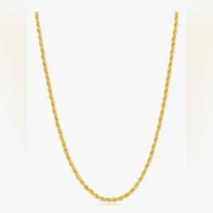 Gold Plated Rope Chain Stainless Steel for Men and Women 18K Gold Plated